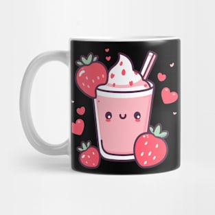 Kawaii Strawberry Milkshake | Cute Kawaii Food Characters | Kawaii Lovers Mug